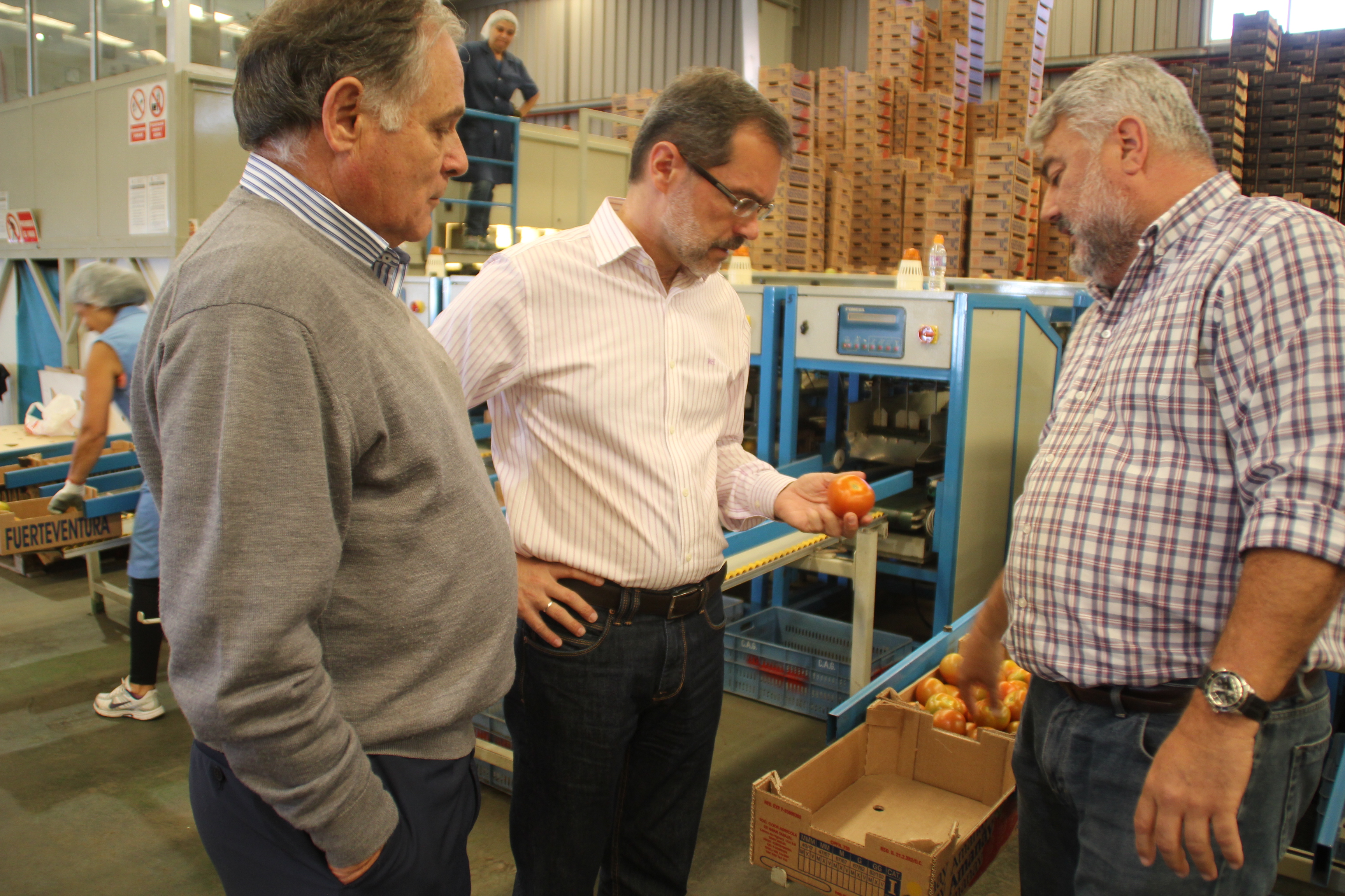 Marcial Morales en la fábrica de tomates de Tuineje