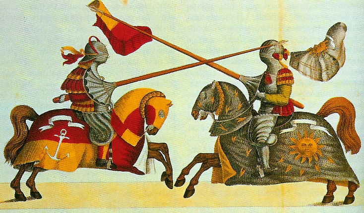 Caballeros en caballo en la Edad Media