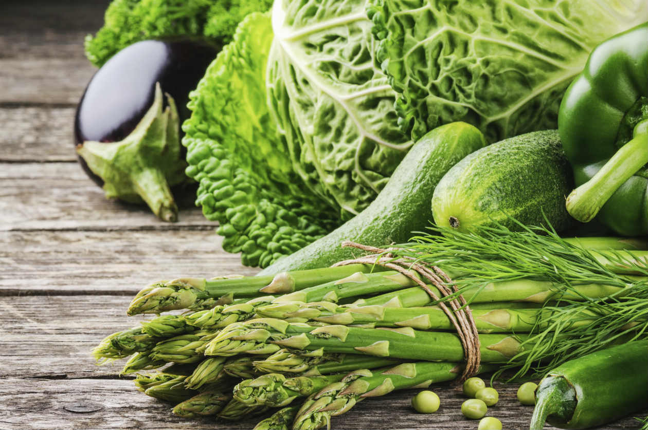 Verduras de color verde