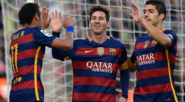 Jugadores del FC Barcelona celebrando un gol