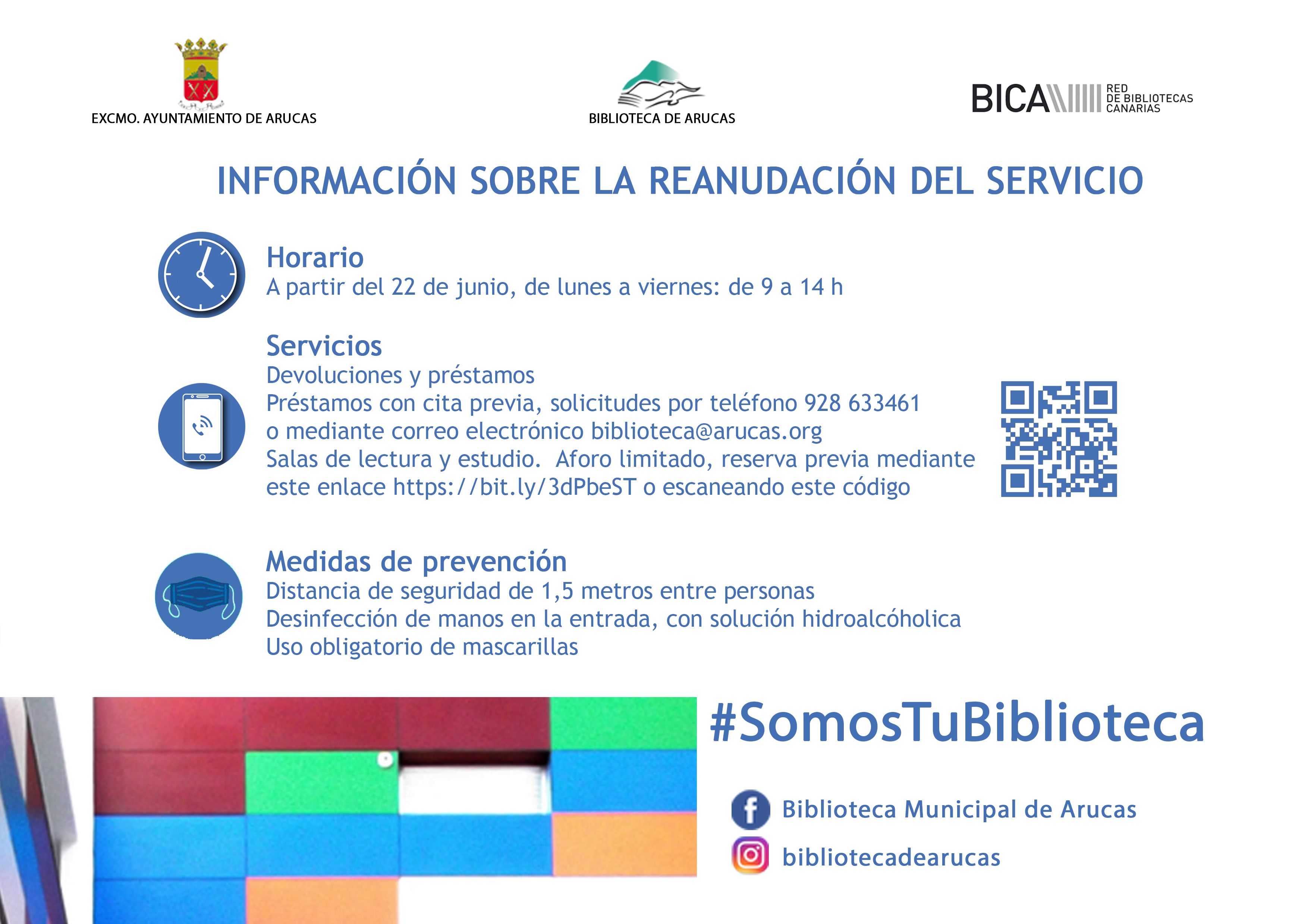 Información sobre la reanudación de la Biblioteca Municipal de Arucas