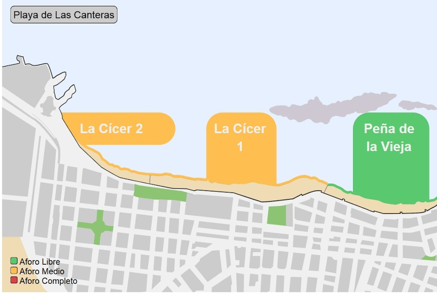 Las Palmas de Gran Canaria estrena un semáforo online para informar sobre el nivel de aforo en las playas Las Palmas de Gran Canaria estrena un semáforo online para informar sobre el nivel de aforo en las playas