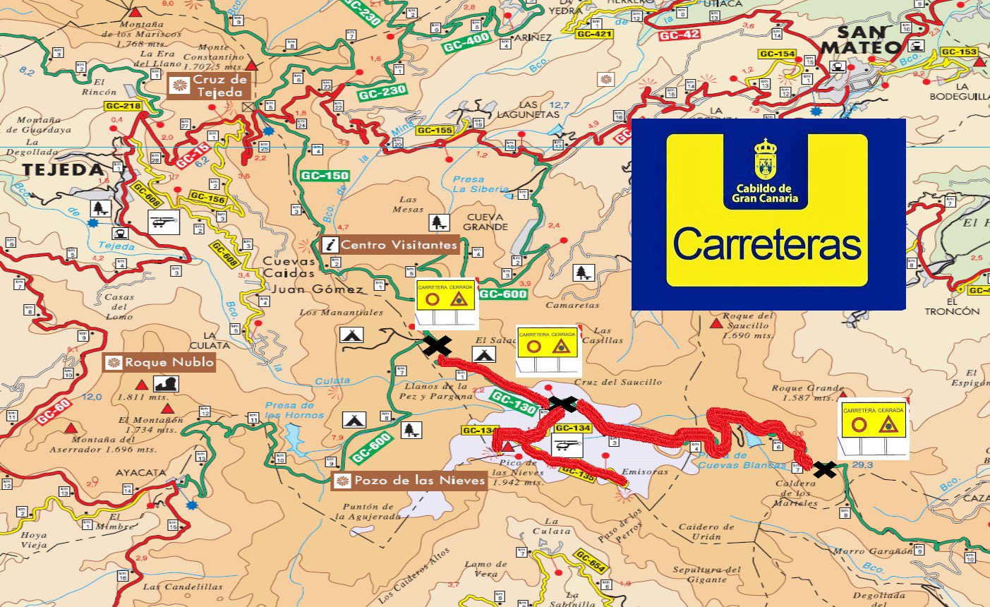 Carreteras cortadas en Gran Canaria