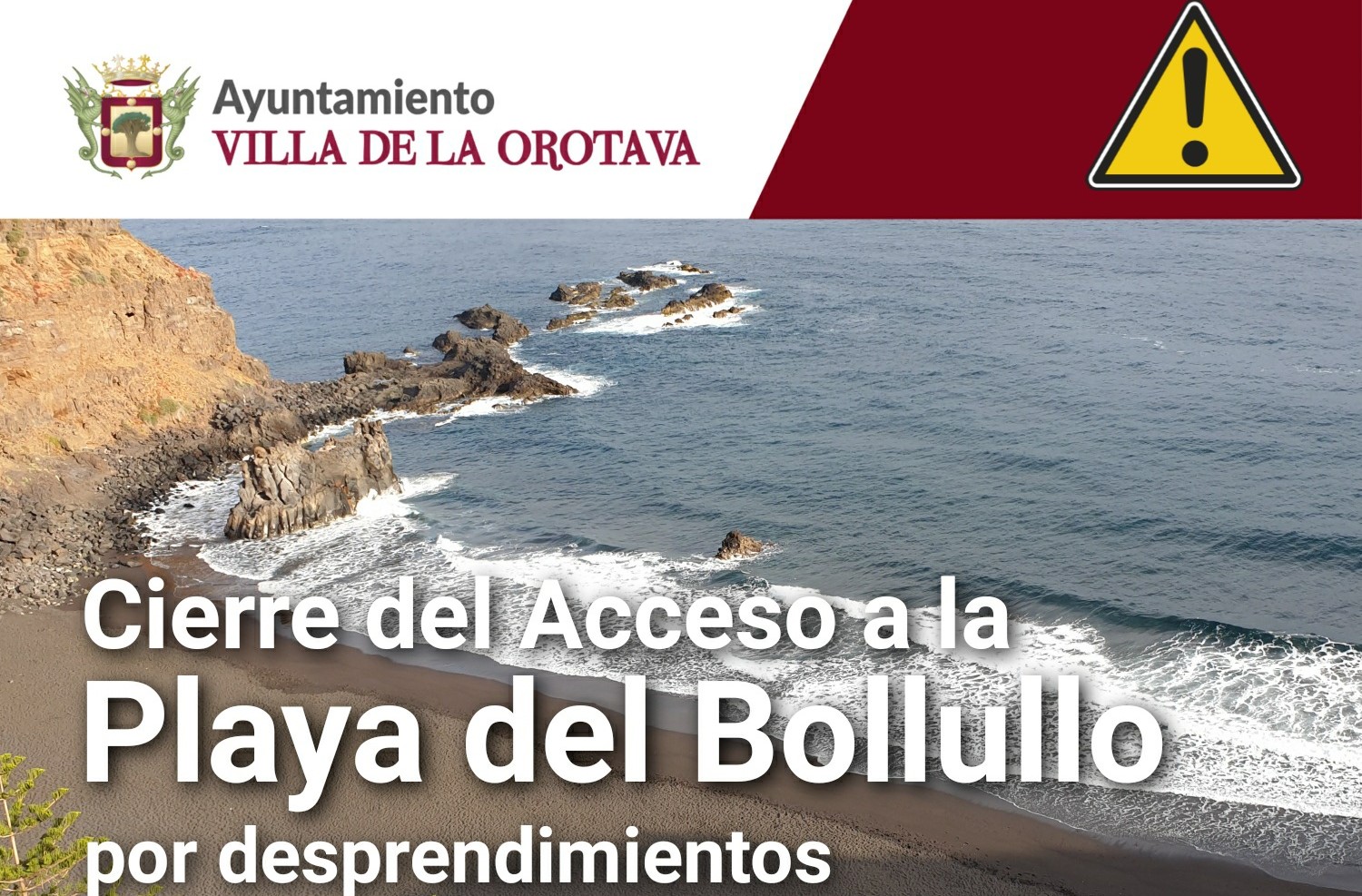 Cierre del acceso a la Playa del Bollullo en La Orotava por desprendimientos / CanariasNoticias.es