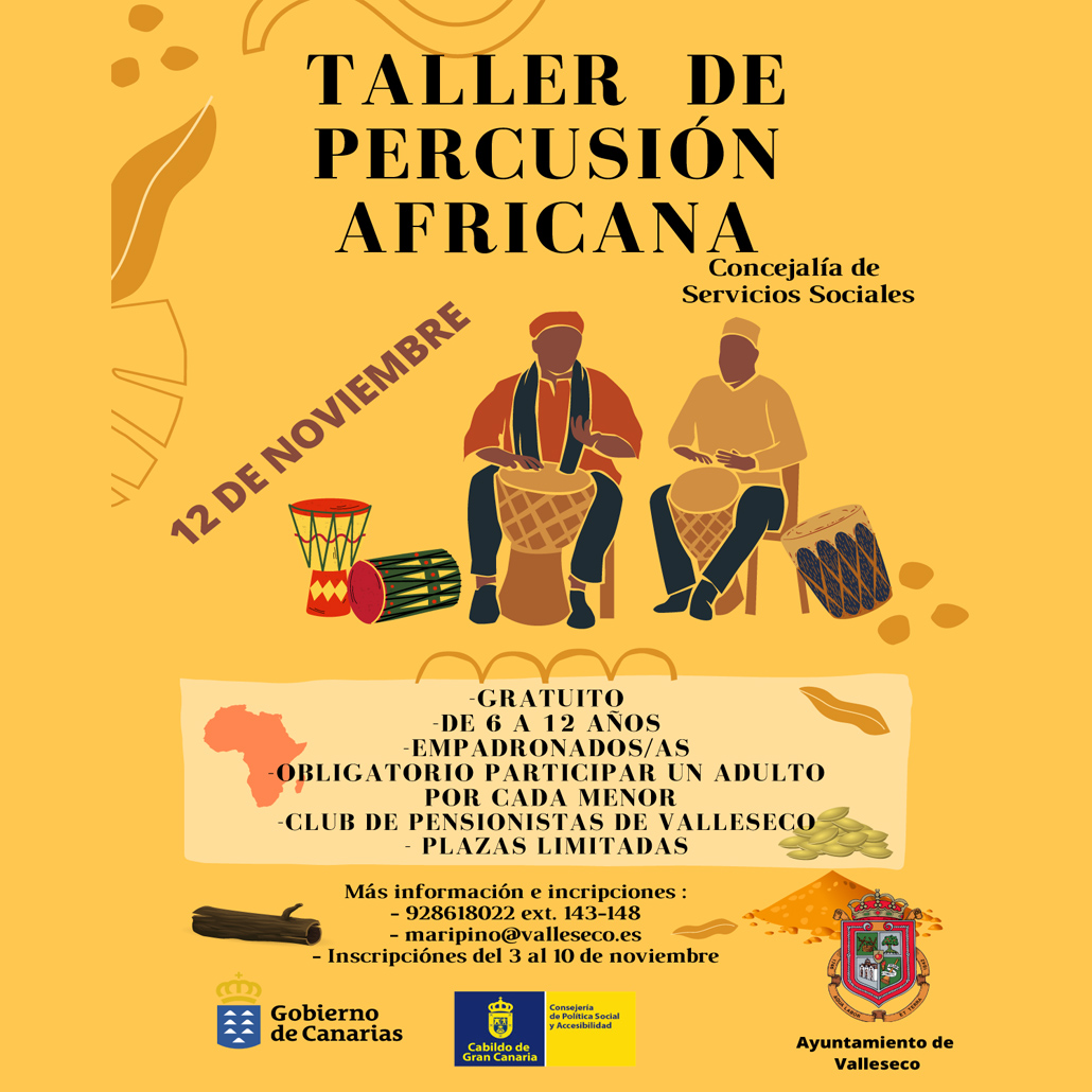 Taller de percusión africana en Valleseco