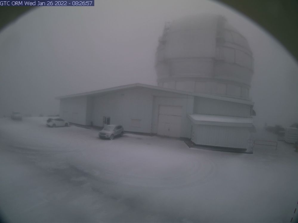 Nevada en el Roque de Los Muchachos en La Palma 