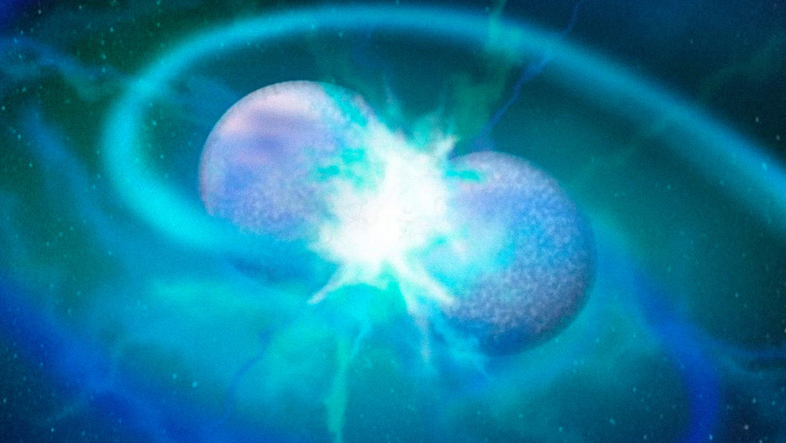Ilustración de la fusión de dos estrellas enanas ilustración de la fusión de dos estrellas enanas