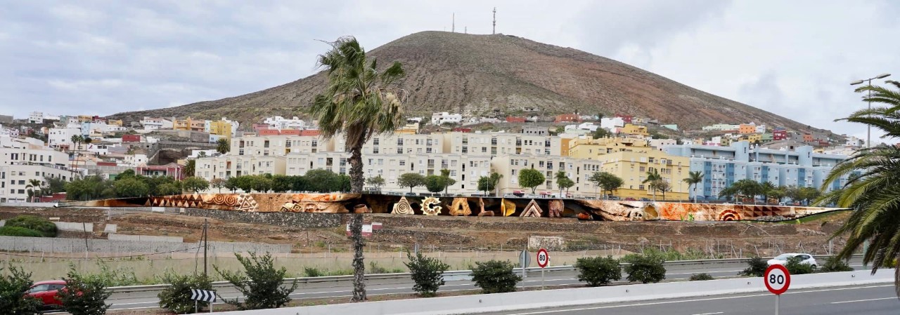 Representación del mural visto desde la GC-2 / canariasnoticias.es Representación del mural visto desde la GC-2 / canariasnoticias.es