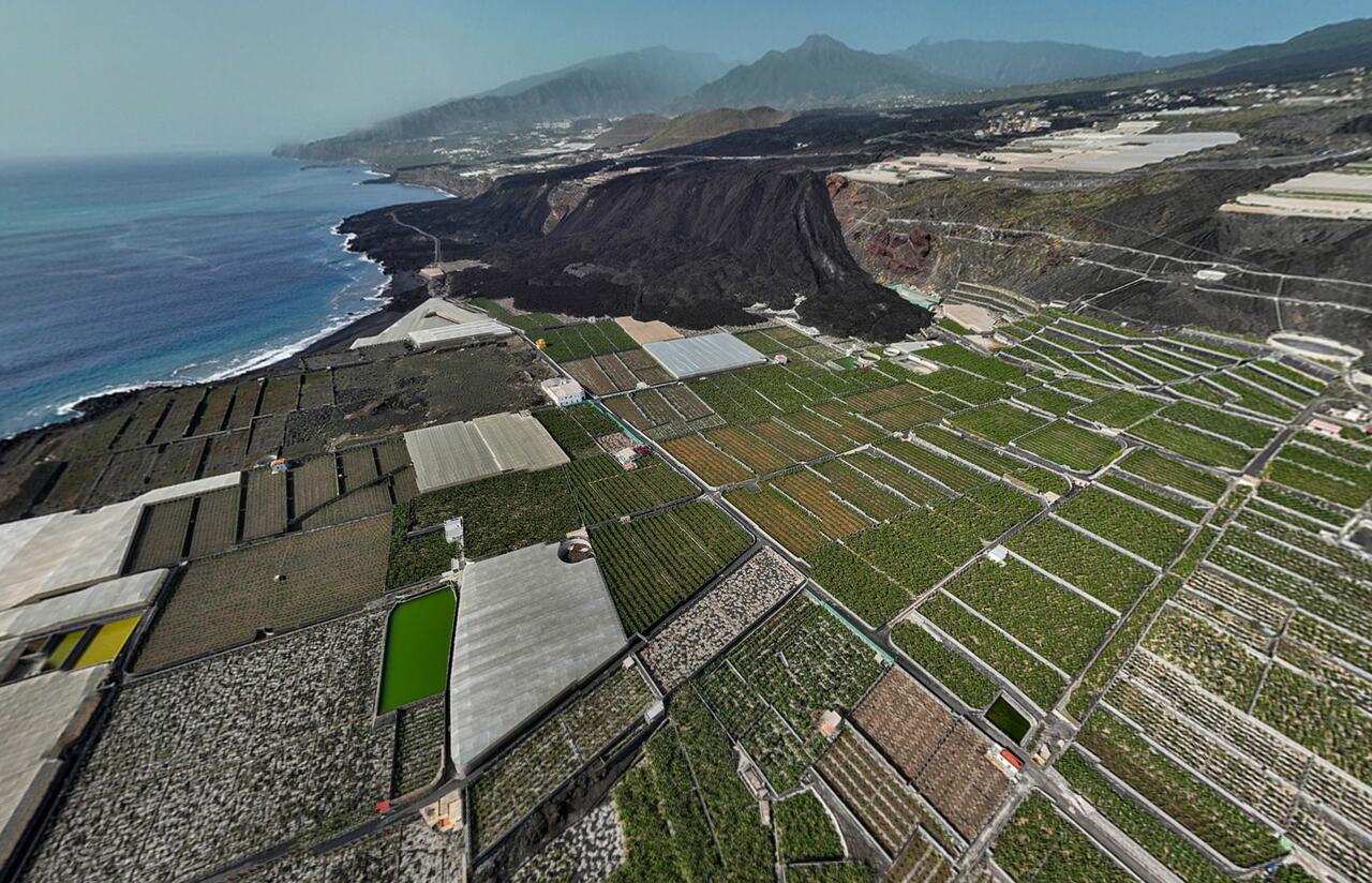 Zonas agrícolas afectados por el volcán de La Palma