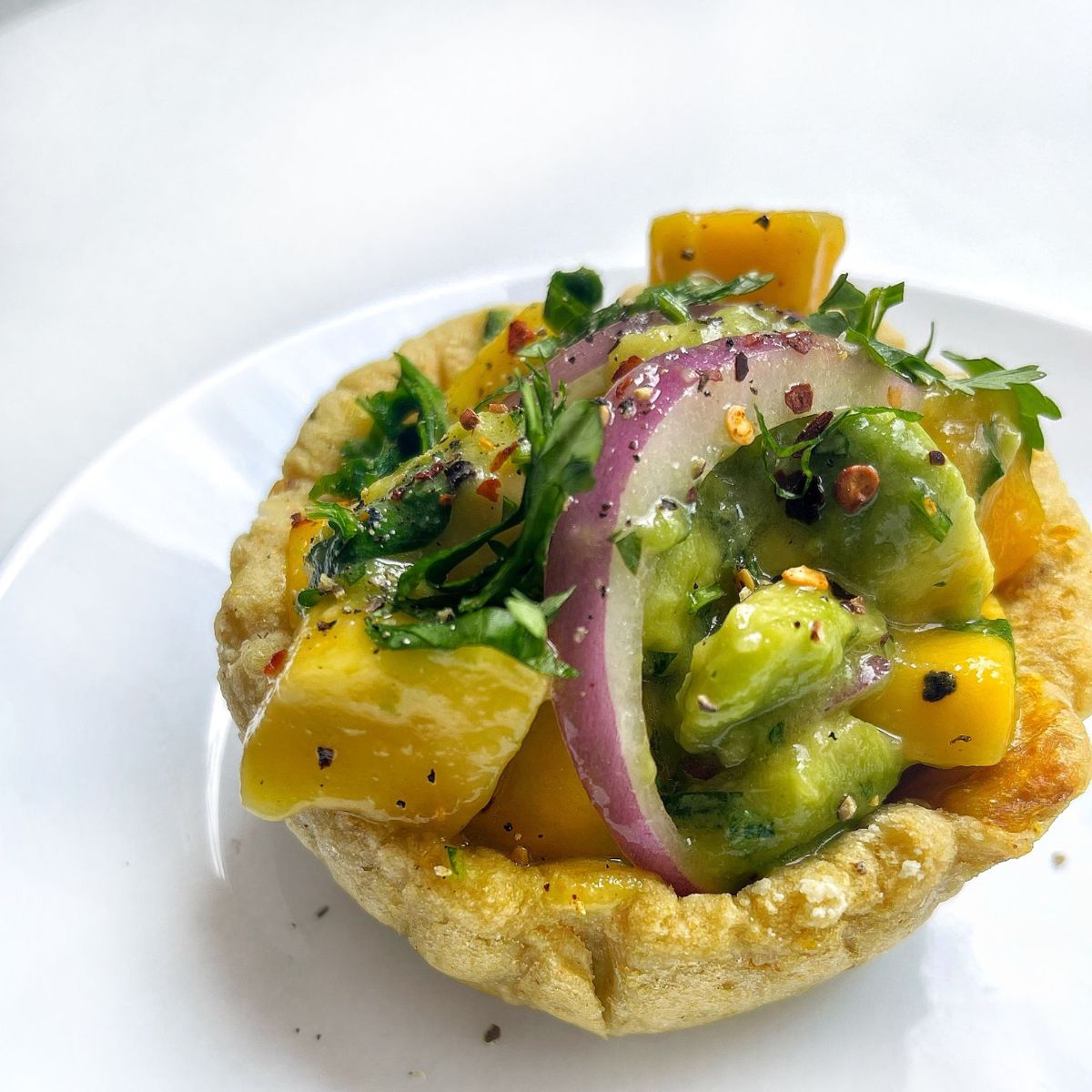 Tapa ‘Mini canasta de ceviche vegano" de Ayumana Real Food