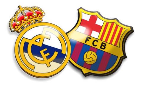 Escudos del Real Madrid y del FC Barcelona