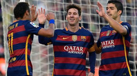 Jugadores del FC Barcelona celebrando un gol