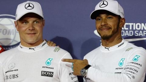 El finlandés Valtteri Bottas y el británico Lewis Hamilton