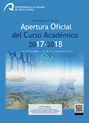 Cartel del Acto Académico de Apertura Oficial del Curso Académico 2017-2018 de la Universidad de Las Palmas de Gran Canaria (ULPGC)