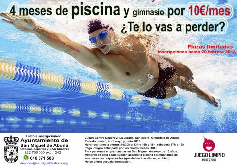 cartel anunciando la natación en san miguel de abona
