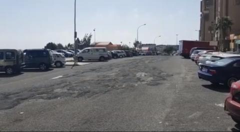 Asfalto de la calle Manuel Alemán Álamo, Jinámar