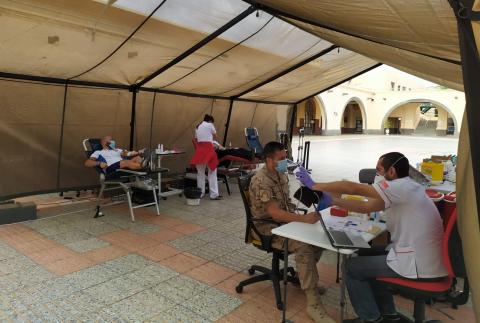 punto de donación de sangre en la Base Naval de Las Palmas de Gran Canaria