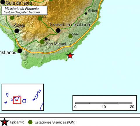 Epicentro del terremoto en el sur de Tenerife epicentro del terremoto en el sur de Tenerife