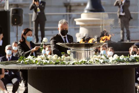 Ángel Víctor Torres en el homenaje de Estado a las víctimas del Coronavirus. Madrid