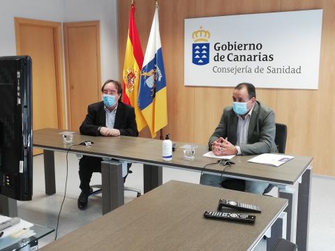 Blas Trujillo y Amós García en la presentación de la Campaña de Vacunación contra la Gripe 2020