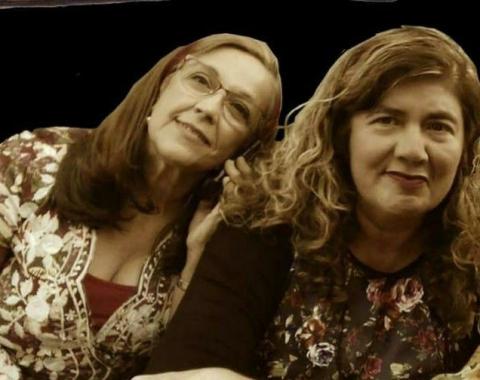 Las narradoras Pilar Hidalgo y Zaida Rivero en la Biblioteca de Gáldar Pilar Hidalgo y Zaida Rivero