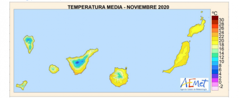 Temperatura media en Noviembre en Canarias / CanariasNoticias.es