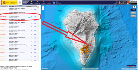 Terremoto de 4,9 en Mazo. La Palma/ canariasnoticias Terremoto de 4,9 en Mazo. La Palma/ canariasnoticias