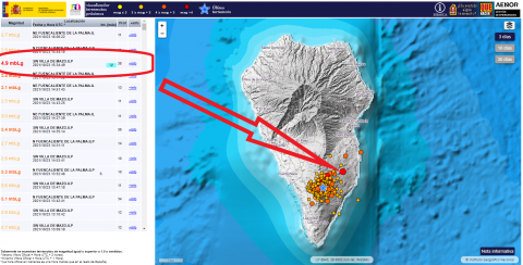 Terremoto de 4,9 en Mazo. La Palma/ canariasnoticias