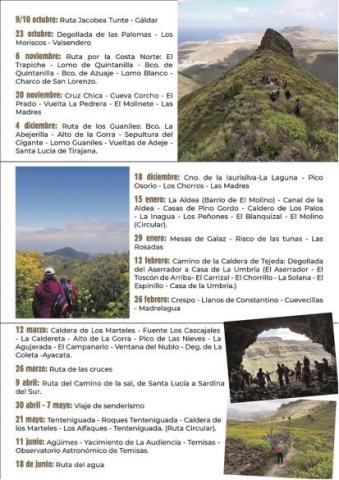 Calendario de rutas de senderismo de Valleseco