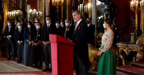 El rey Felipe VI durante la recepción al cuerpo diplomático acreditado en España