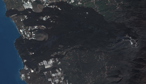 Ortofoto de la zona de erupción del volcán de La Palma 