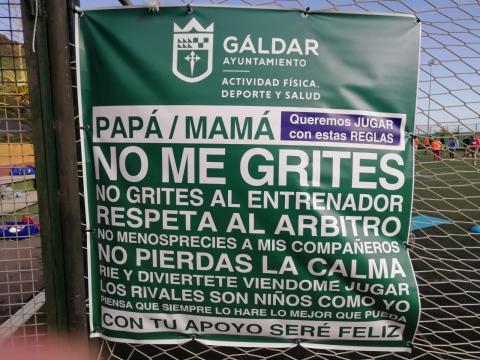 Cartel de promoción del respeto en el deporte base de Gáldar / CanariasNoticias.es Cartel de promoción del respeto en el deporte base de Gáldar / CanariasNoticias.es