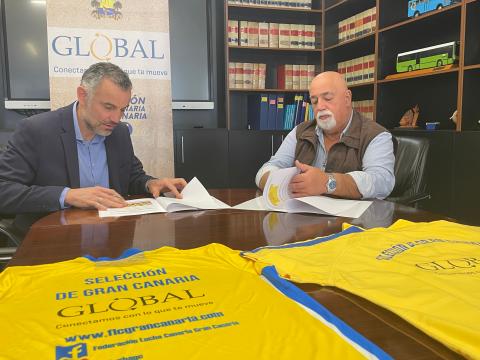 Firma del convenio entre Global y Federación de Lucha Canaria Firma del convenio entre Global y Federación de Lucha Canaria