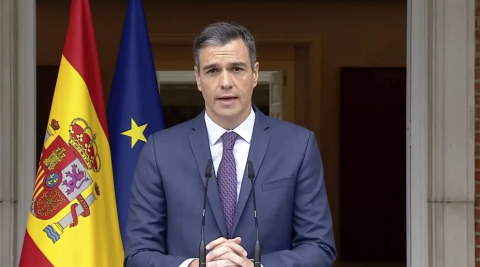 Pedro Sánchez en La Moncloa este lunes