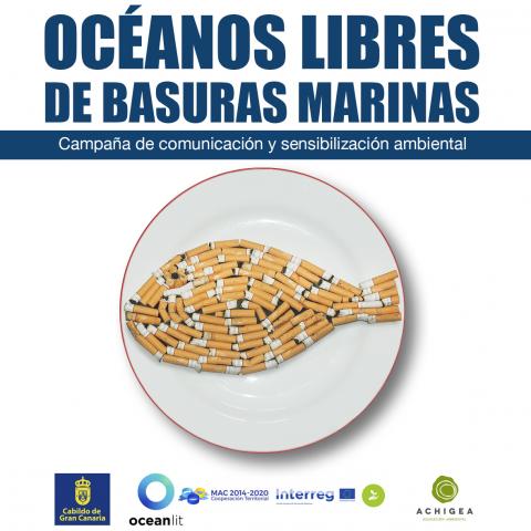 Cartel ‘Océanos libres de basuras marinas’