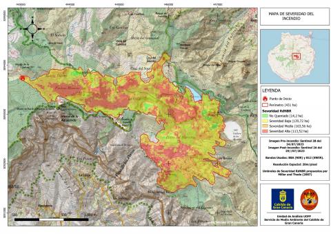 Mapa severidad incendio Tejeda 