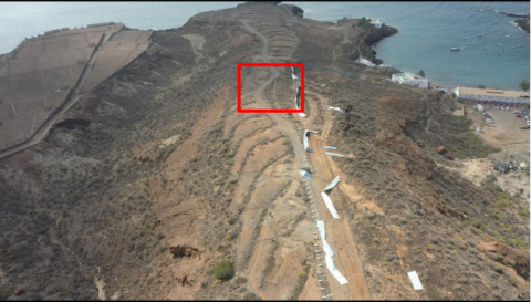 En rojo, zona donde se encuentra el yacimiento conocido como la “atalaya guanche”, amenazado por la construcción de un viario/ canariasnoticias.es En rojo, zona donde se encuentra el yacimiento conocido como la “atalaya guanche”, amenazado por la construcción de un viario/ canariasnoticias.es